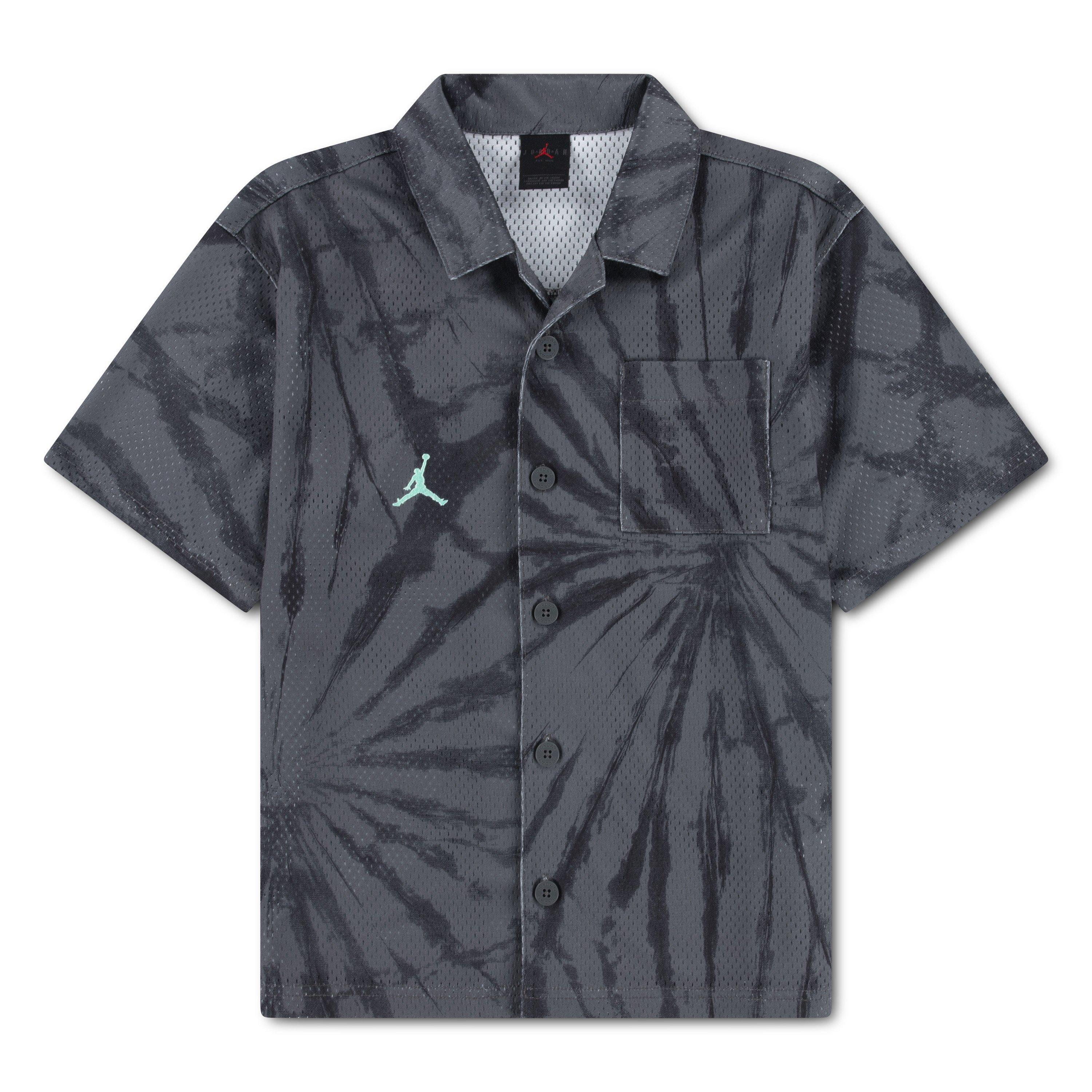 Jordan Big Boys' Tie Dye Button Down Shirt - GREY